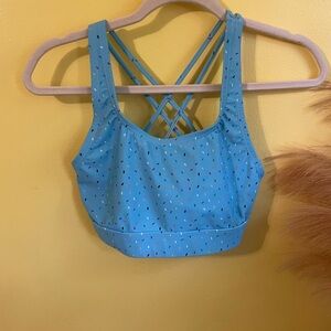 Blue Strappy Humankind Confetti Sports Bra